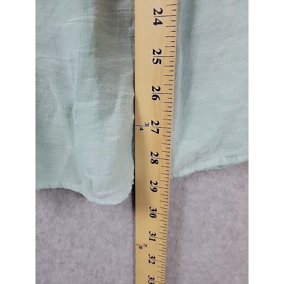 Ruby Rd Pale Green RTS V Neck Semi Sheer Guazy Button Up Shirt Women's Plus 1X - Picture 8 of 11